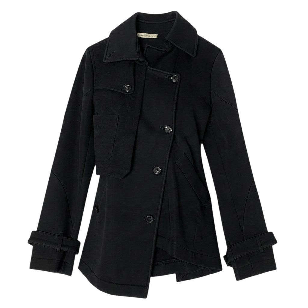 j29 【美品】BALENCIAGA 2009年 ニコラ期 異素材切替ジャケット フランス製 36サイズ ブラック レディース 女性用k02i