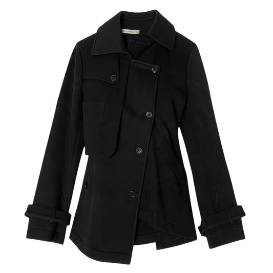j29 【美品】BALENCIAGA 2009年 ニコラ期 異素材切替ジャケット フランス製 36サイズ ブラック レディース 女性用k02i