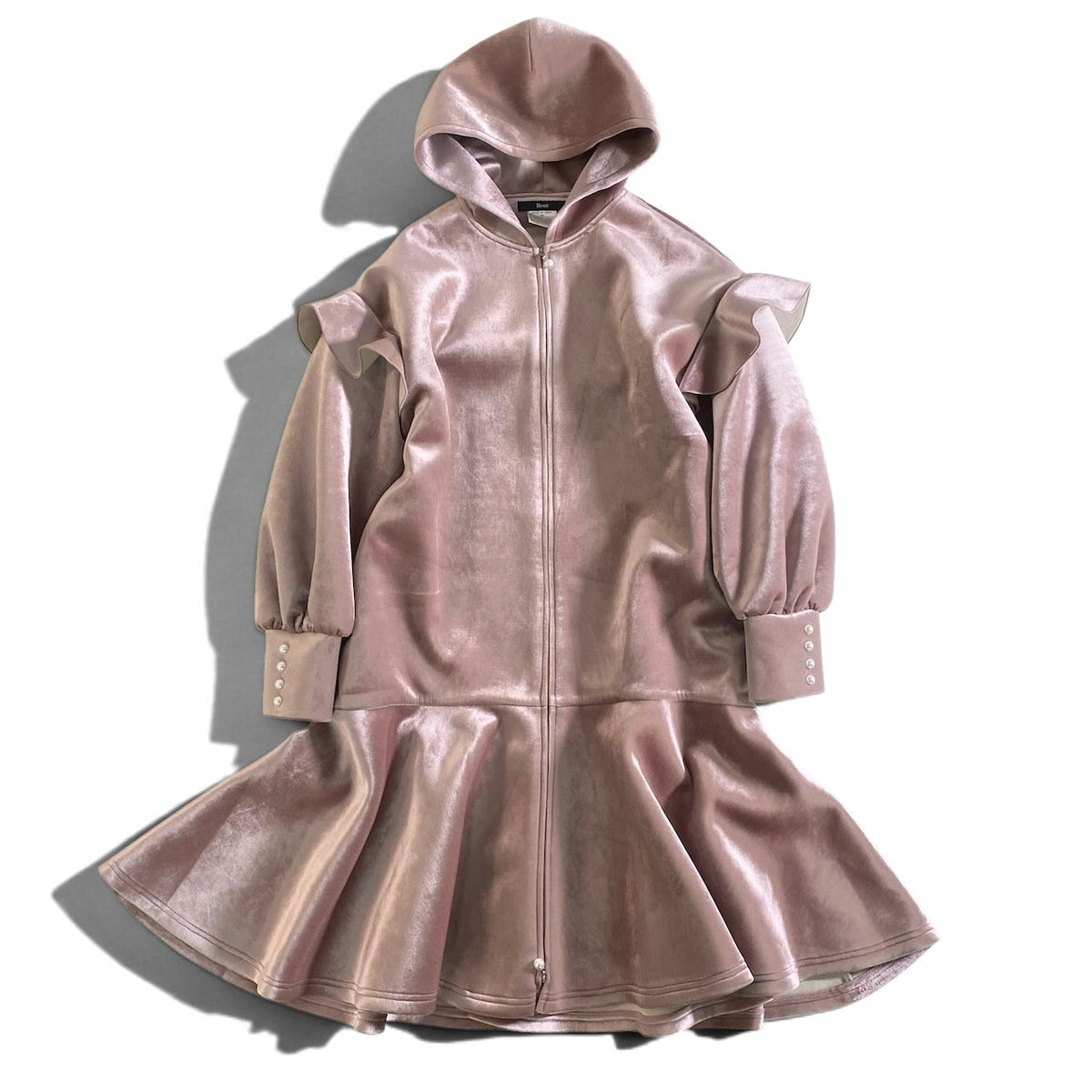 62j29 【極美品】 Rene ルネ 2024年 ベロア ボンディングワンピース パール装飾 36 ピンク レディースu02t