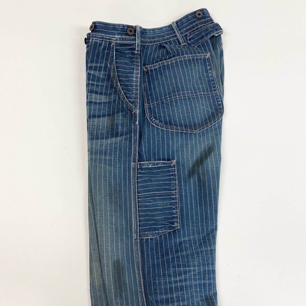 33L4 DOUBLE RL ダブルアールエル RRL ストライプ デニムペインターパンツ 32 インディゴブルー Ralph Lauren ラルフローレン USA製 ジーンズt18r