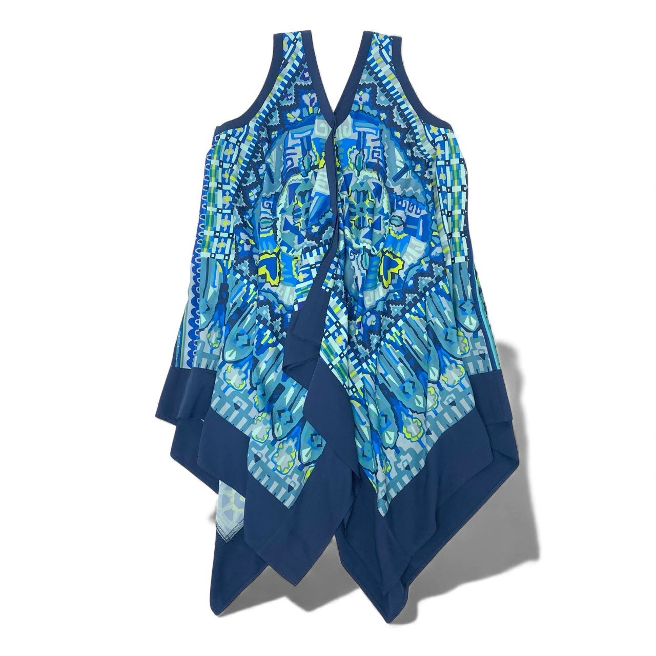 26k27 《美品》 TOKUKO 1er VOL トクコプルミエヴォル ノースリーブワンピース フレアワンピース 総柄プリント Vネック レディース 女性用 マルチカラー 9 ポリエステル100％u02t