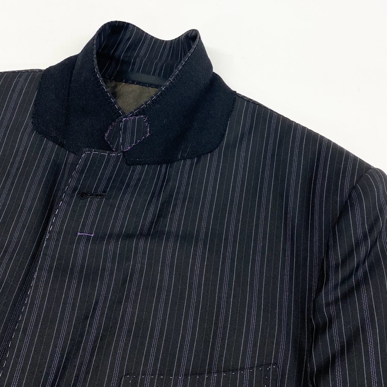 69L17 Paul Smith LONDON ポールスミス シングルスーツジャケット ストライプ柄 ロロピアーナ生地 M2 ブラック レディース 女性用u02t