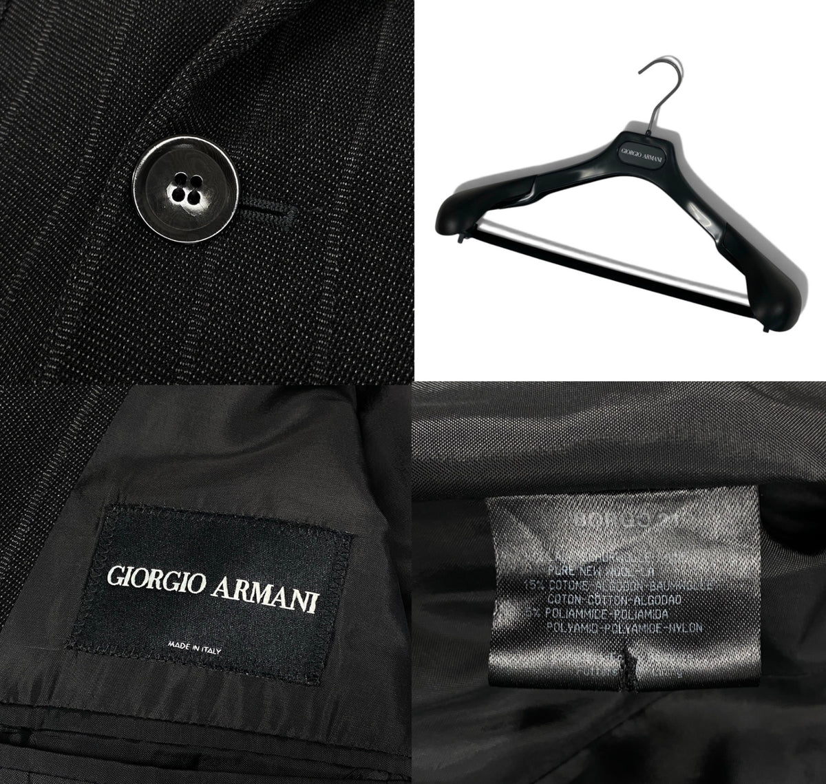66j6 GIORGIO ARMANI ジョルジオアルマーニ ストライプ ダブルブレスト スーツ セットアップ サイズ50 グレー フォーマルt18r