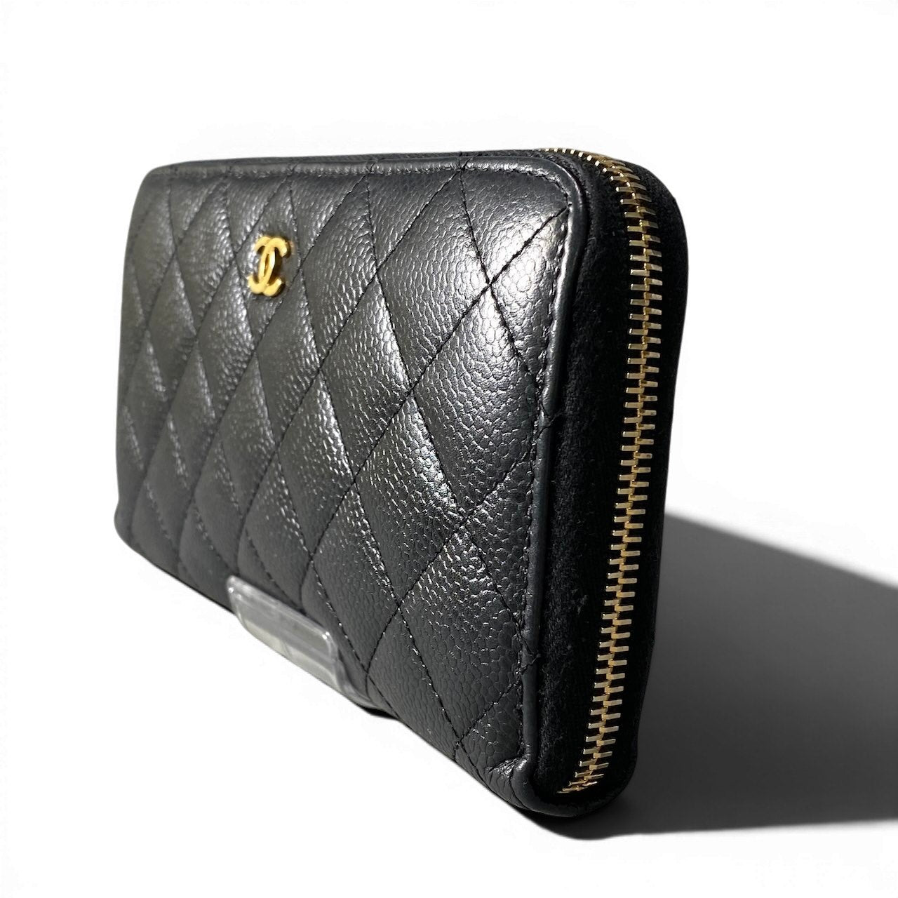 g9 《美品》 CHANEL シャネル マトラッセ キャビアスキン 長財布 Matelasse Caviar Leather Long Wallet ブラック 箱付t18r