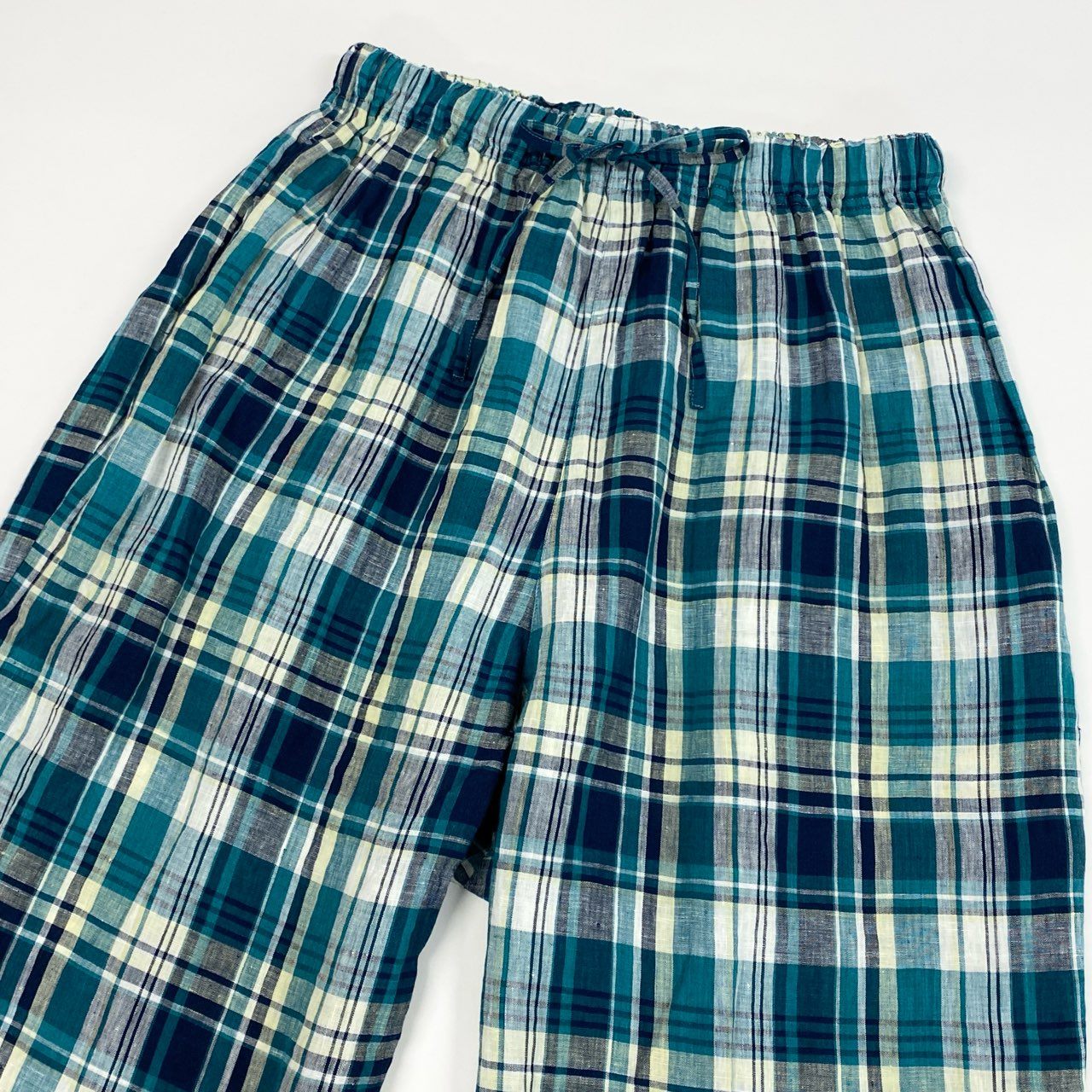 25j24《美品》nest Robe ネストローブ リネンマドラスチェックイージーパンツ ボトム チェック 01221-1156 Fサイズ マルチカラー レディースu02t