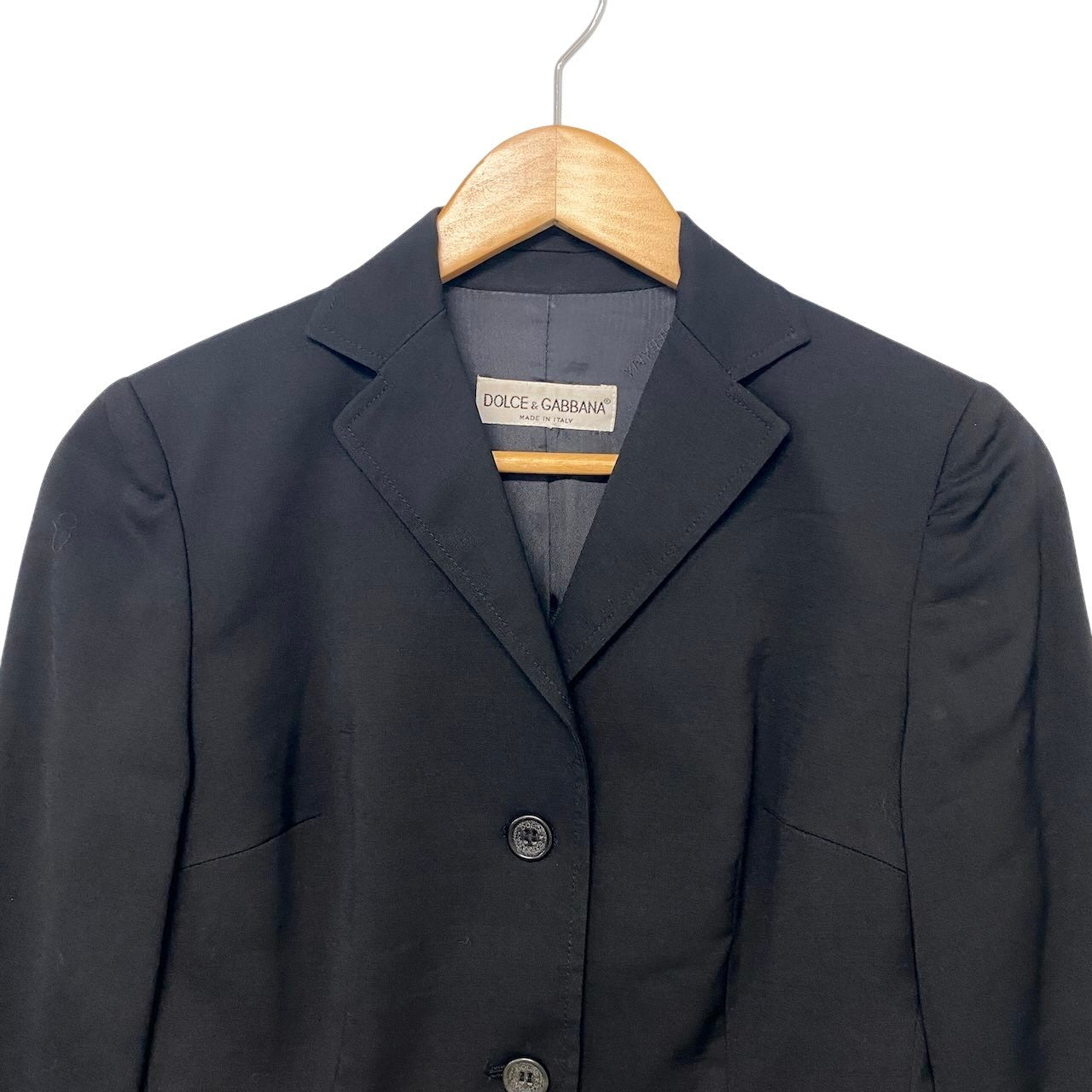 2h16 DOLCE&GABBANA ドルチェアンドガッバーナ セットアップ スカートスーツ テーラードジャケット タイトスカート サイズ38 ブラック レディースu02t