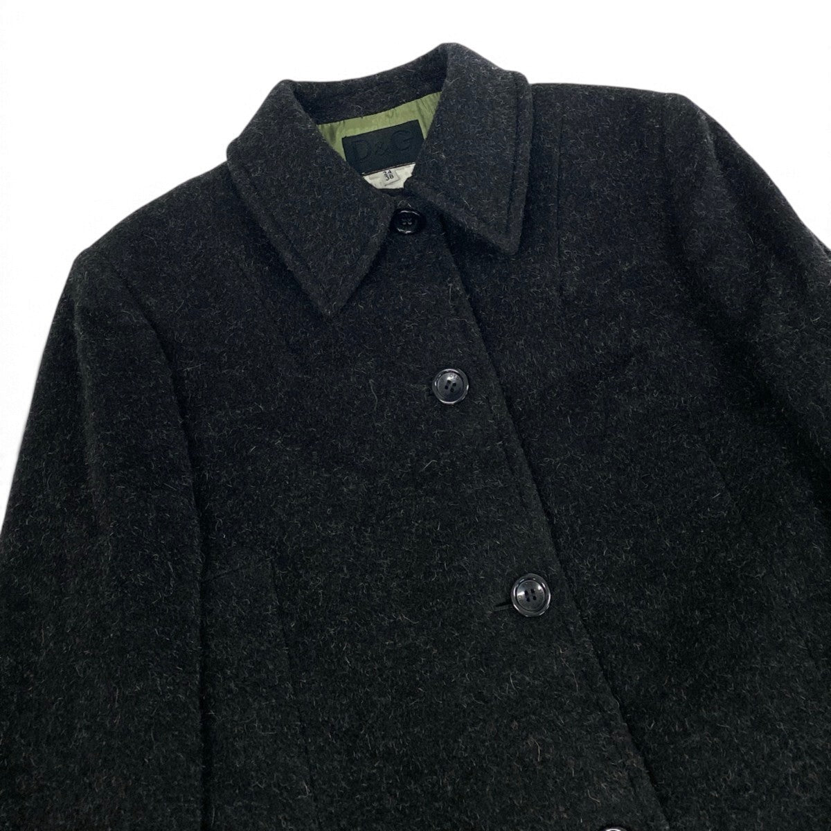 53j6 D＆G DOLCE&GABBANA ドルチェアンドガッパーナ 00's ステンカラーコート コートジャケット イタリー製 38サイズ ブラック レディース 女性用u02t
