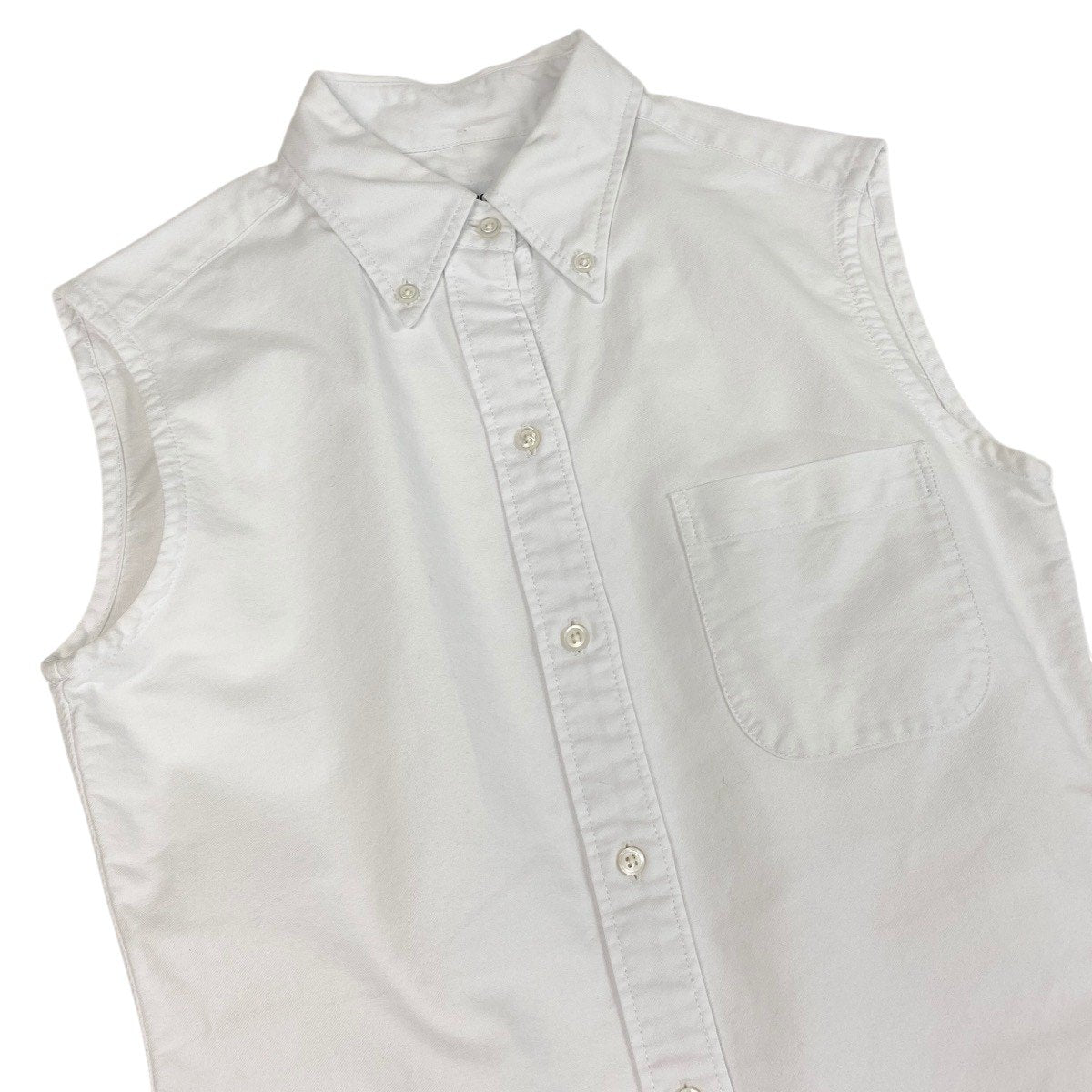 Eg19 THOM BROWNE. トムブラウン  ノースリーブ チュニックシャツ サイズ36 ホワイト コットン100％ レディースu02t