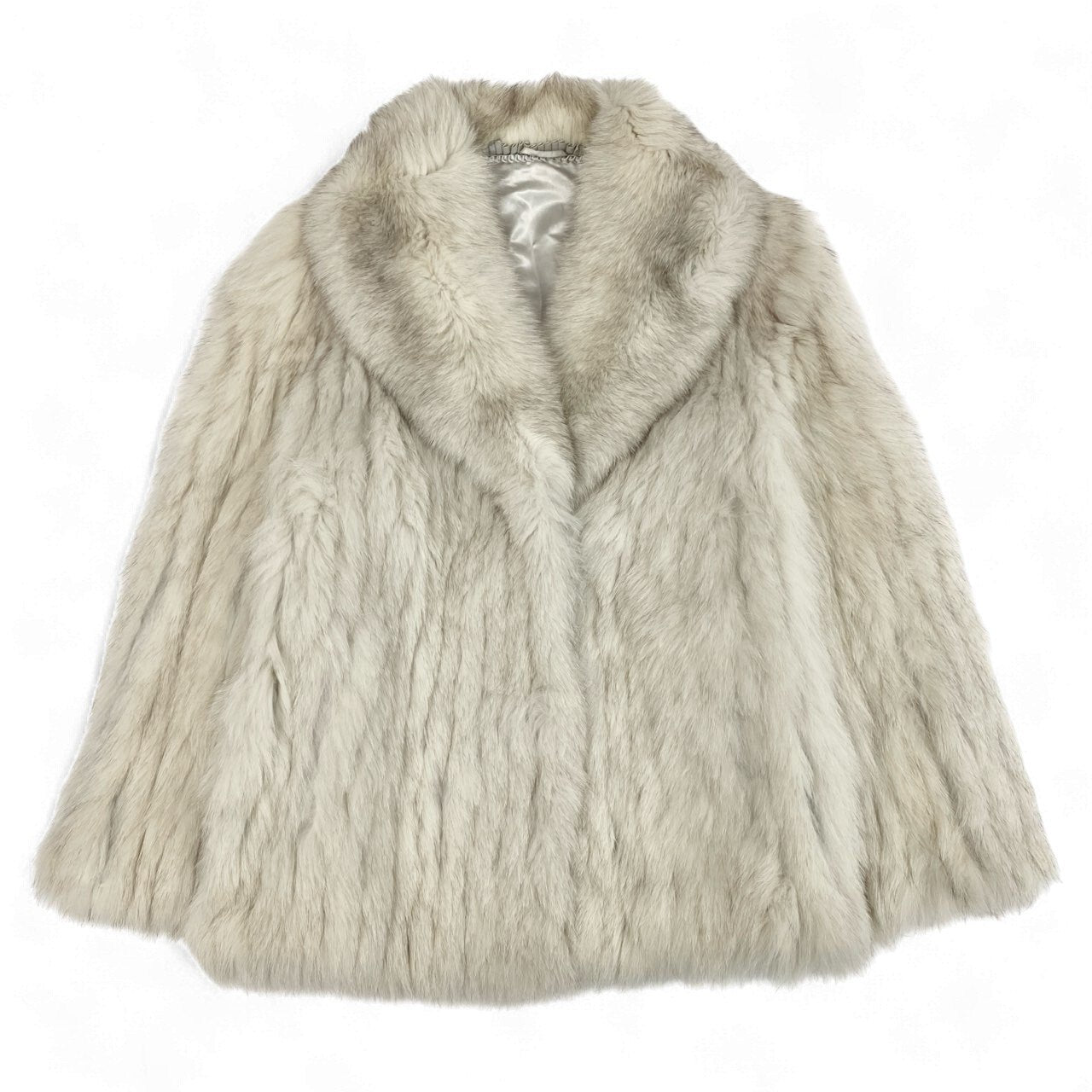 49k19 SAGA FOX サガフォックス 銀サガ ブルーフォックス ファーコート ホワイト 本毛皮 FOX FUR リアルファーt18r