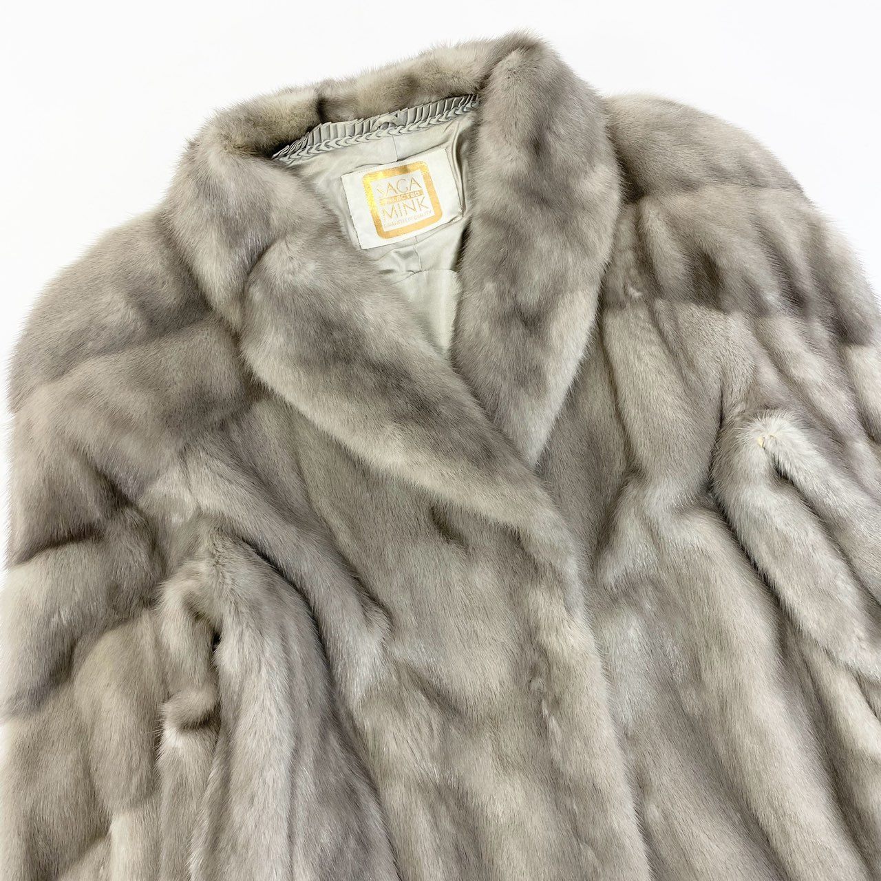21a24 SAGA MINK サガミンク 金サガ サファイアミンク ファーコート サイズM シルバーグレー 最高級本毛皮 Sapphire Mink Fur Coatt18r