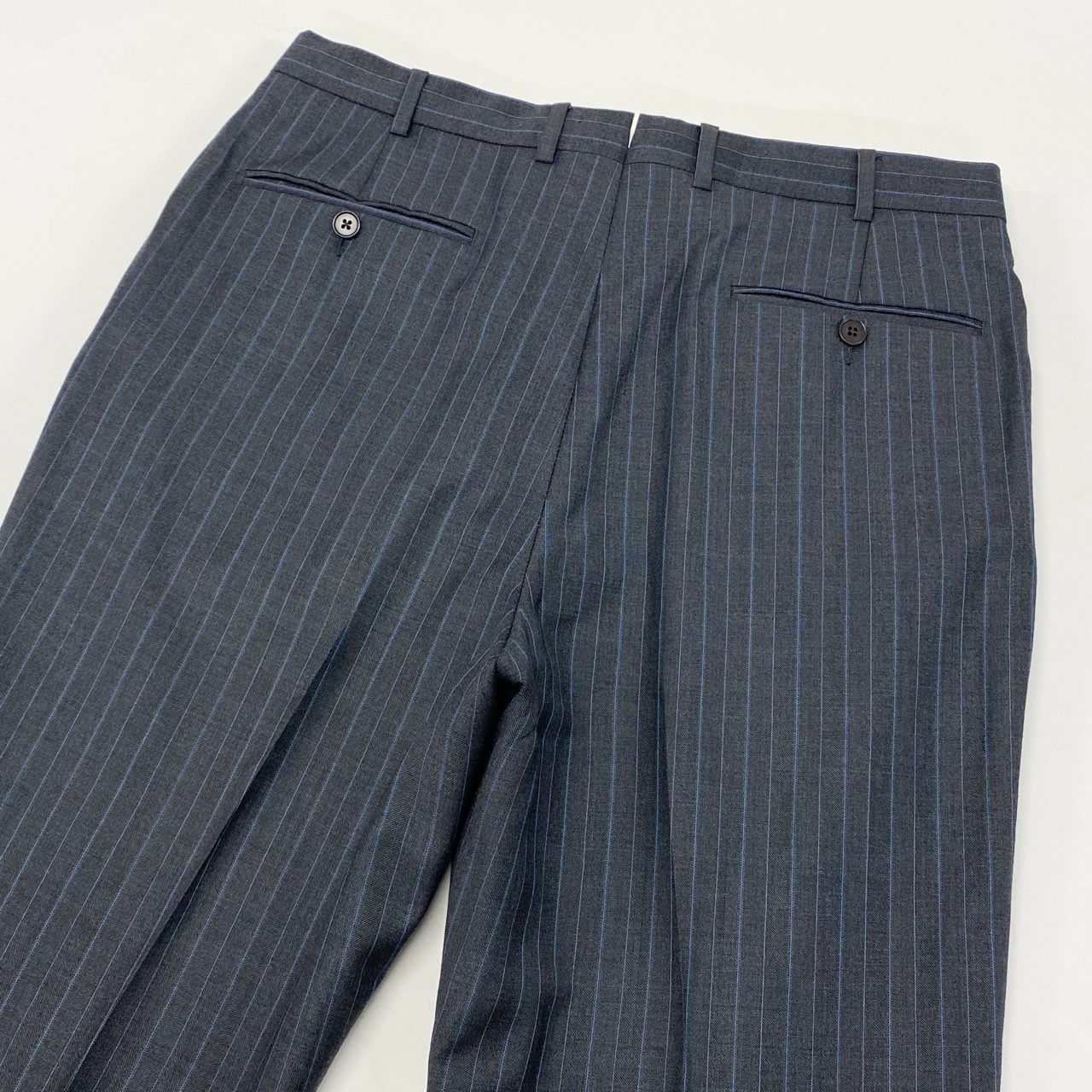 17k9 Ermenegildo Zegna エルメネジルドゼニア su misura スミズーラ TROFEO セットアップ スーツ ジャケット パンツ ストライプ ビジネス フォーマル 48 グレー ウール メンズo07t