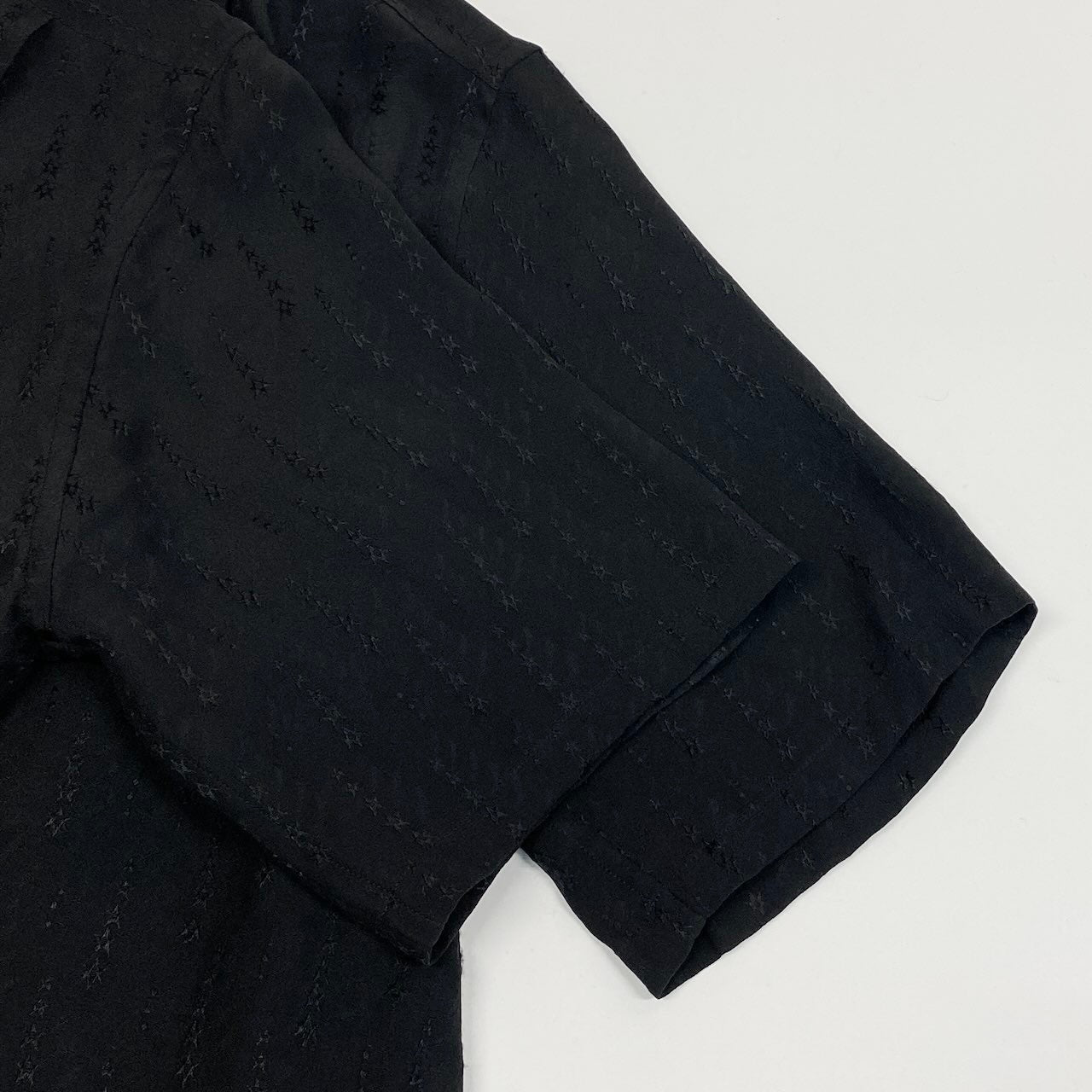 K18c20 SAINT LAURENT PARIS サンローラン パリ 半袖シャツ シルクシャツ トップス 531956 37 ブラック シルク メンズsn1