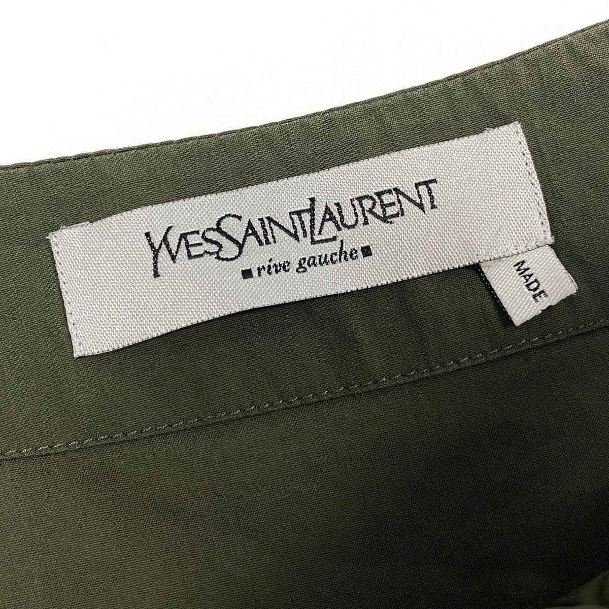 Ae19  YVES SAINT LAURENT イヴサンローラン トムフォード期 レースアップ オフショルダーカットソー カーキ レディース 女性服u02t