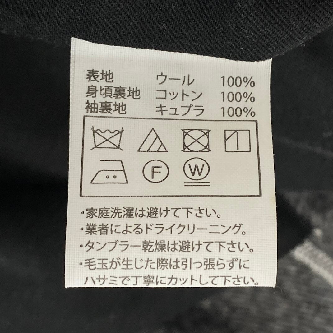 8c11 COOTIE PRODUCTIONS クーティープロダクツ バッファローチェックショップコート チェスターコート ロングコート アウター Mサイズ ブラック ホワイト ウール100％o07t