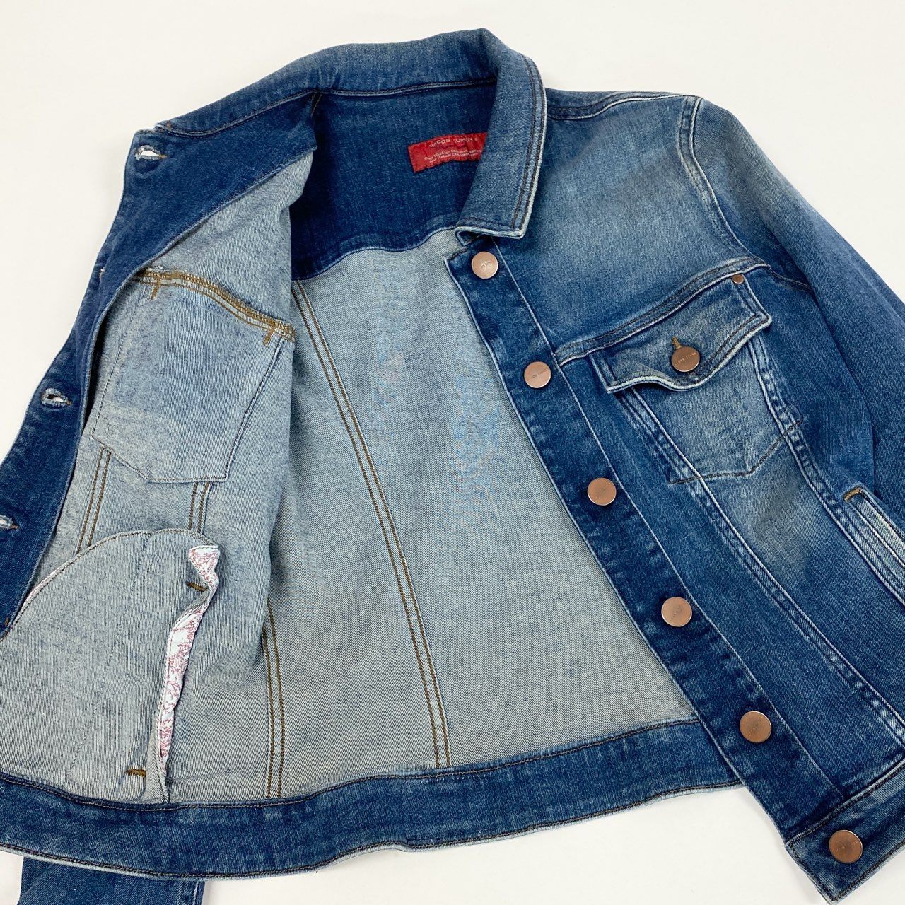 39L15 JACOB COHEN ヤコブコーエン ヴィンテージウォッシュ ストレッチデニムジャケット アウター Sサイズ相当 インディゴ レディースo07t