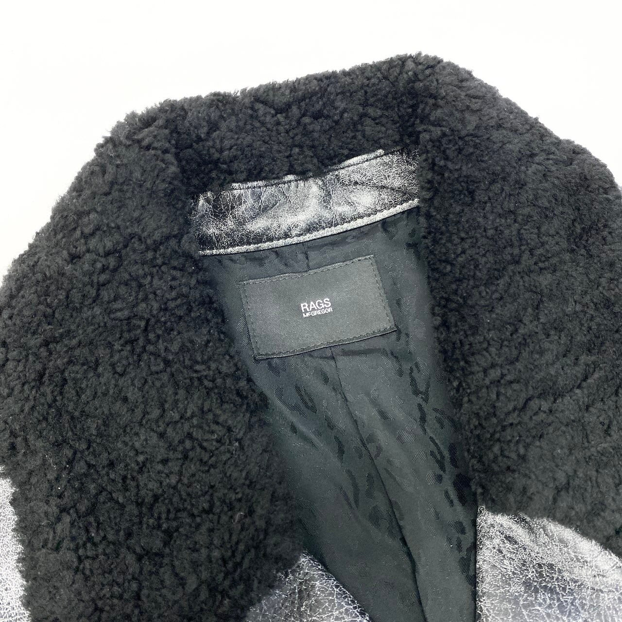 43e11 【美品】RAGS McGREGOR ラグスマックレガー 17AW ダブルライダースジャケット クラック加工レザー 直営店限定 211147605 Sサイズ グレー ブラック レザー メンズ 男性用u02t
