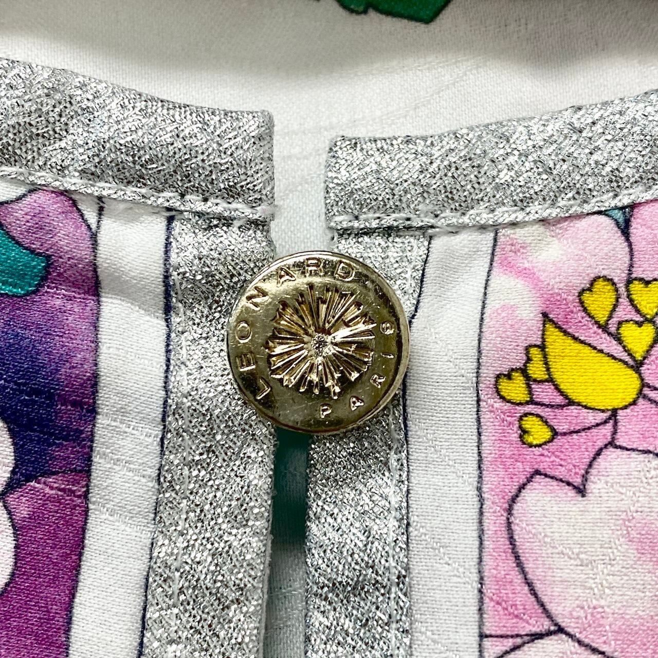17f18 LEONARD PARIS レオナール ロングスリーブ チュニックワンピース 美しい花柄プリント コットンシルク混 サイズ36 イタリア製 ホワイト レディース 女性用u02t