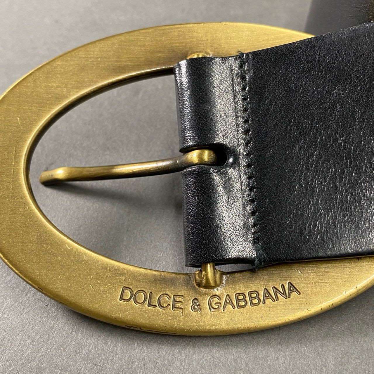 5e19 DOLCE&GABBANA ドルチェアンドガッバーナ ゴールドバックル レザーベルト ブラック leather D&G ドルガバ