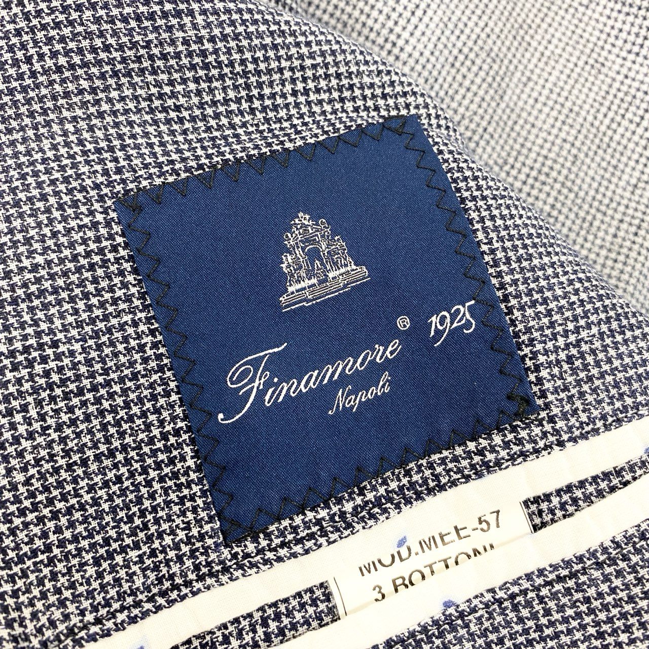 59k1 FINAMORE NAPOLI フィナモレ ナポリ イタリア製 テーラードジャケット ブレザー アンコンジャケット 48 ブルー メンズo07t