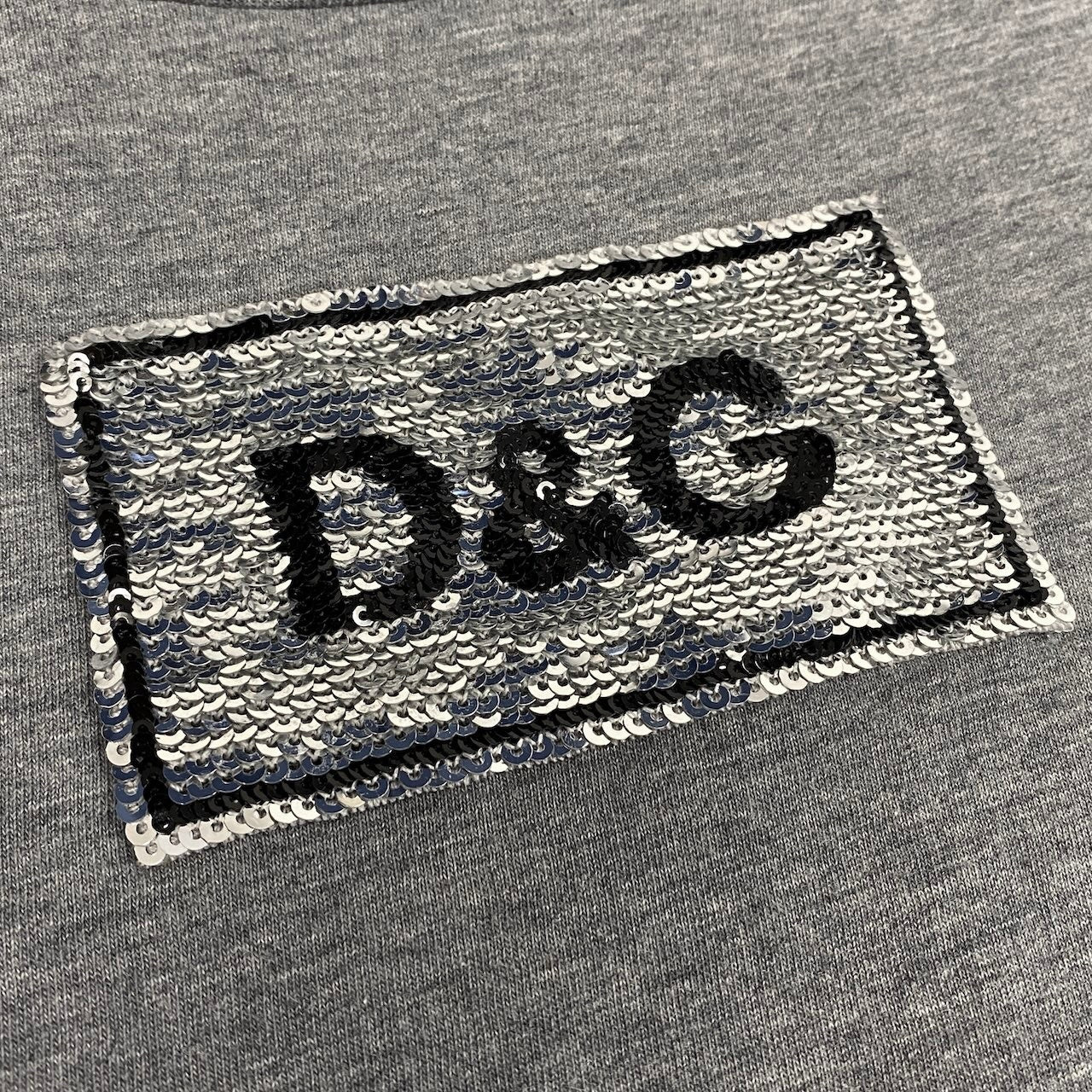 e11 DOLCE&GABBANA ドルチェアンドガッバーナ スパンコール D&G アイコンTシャツ Sequins Icon T-Shirt グレー D&G ドルガバ カットソーt18r