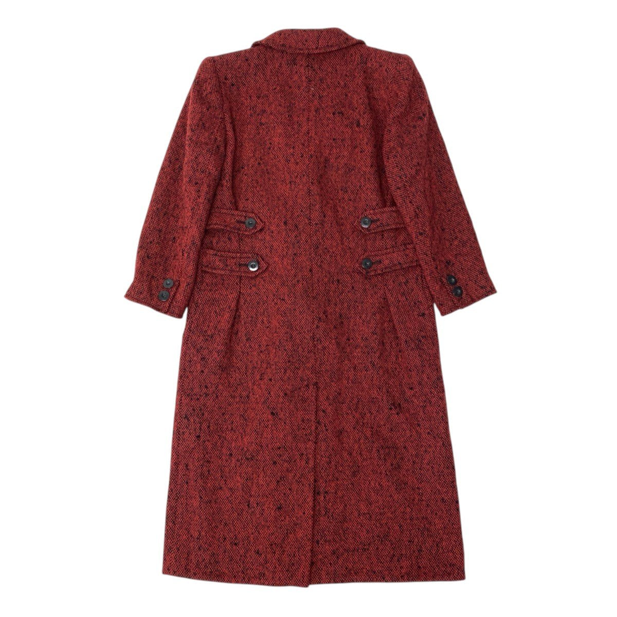 91h3 【美品】Valentino garavani ヴァレンティノ・ガラヴァーニ チェスターコート ツイードコート ロングコート イタリア製 40サイズ レッド ウール100％ レディース 女性用u02t