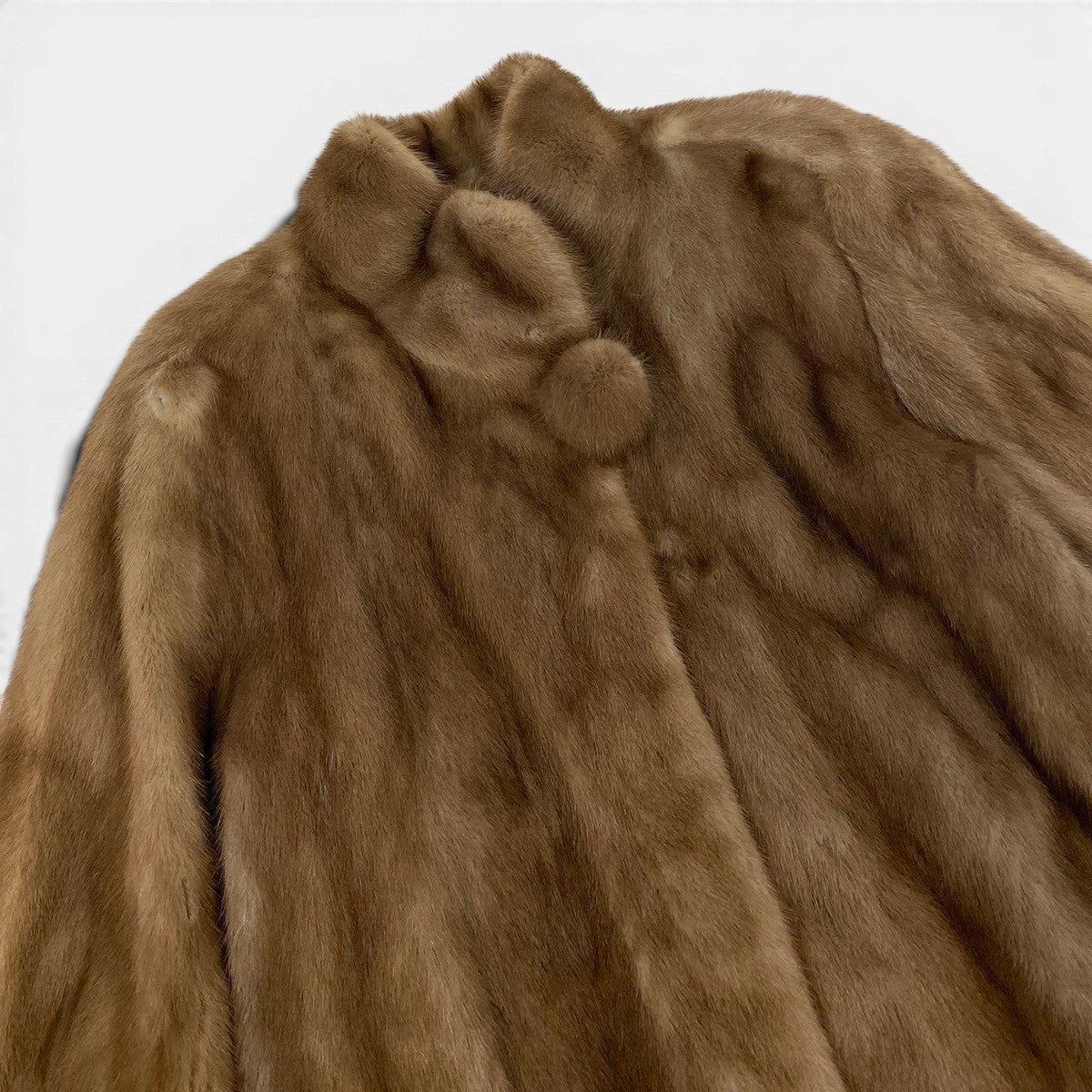 52f10 EMBA エンバ パステルミンク ファーコート ボンボリボタン サイズ11 茶系 本毛皮 Pastel Mink Fur Coatt18r