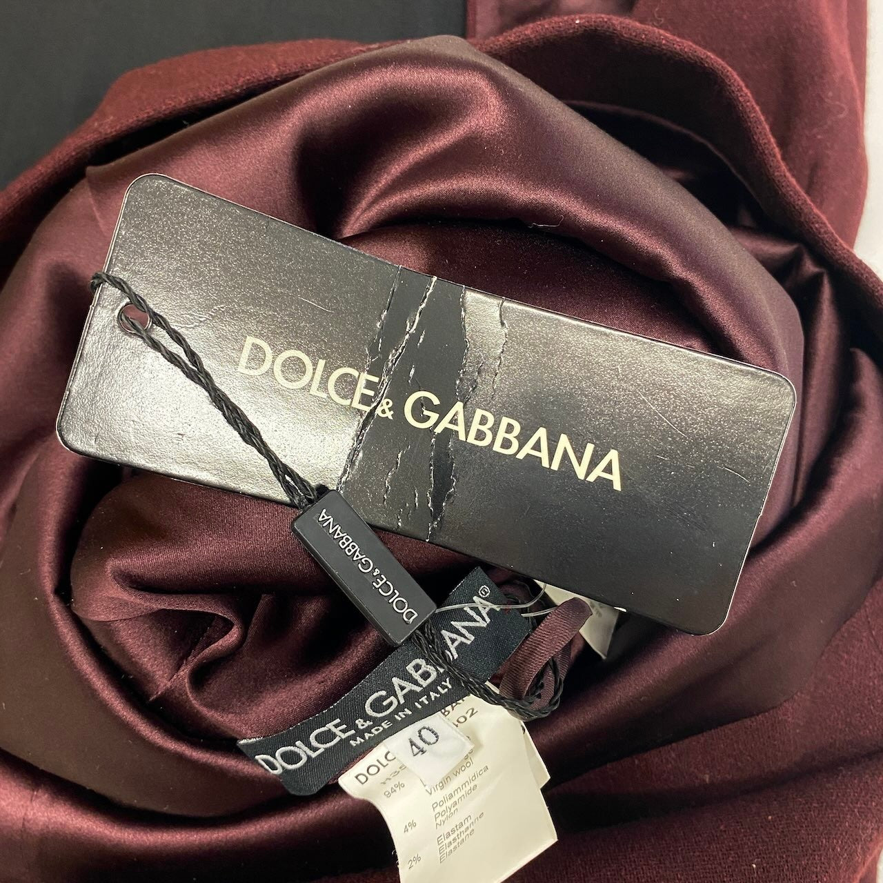 72e21 【新品保管品】DOLCE&GABBANA ドルチェアンドガッパーナ ノースリーブドレス ウールワンピース Vネック イタリア製 40サイズ ボルドー レディース 女性用u02t