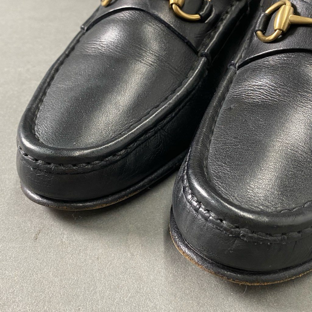 3f2 GUCCI グッチ ホースビットローファー 6 1/2 ブラック レザー leather イタリア製 シューズ