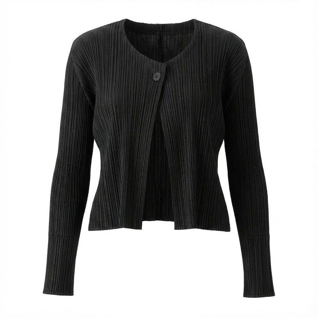 26a26 PLEATS PLEASE プリーツプリーズ イッセイミヤケ 薄手カーディガン プリーツ ショート丈  PP11-J0853 4 ブラック レディース 女性用o07t