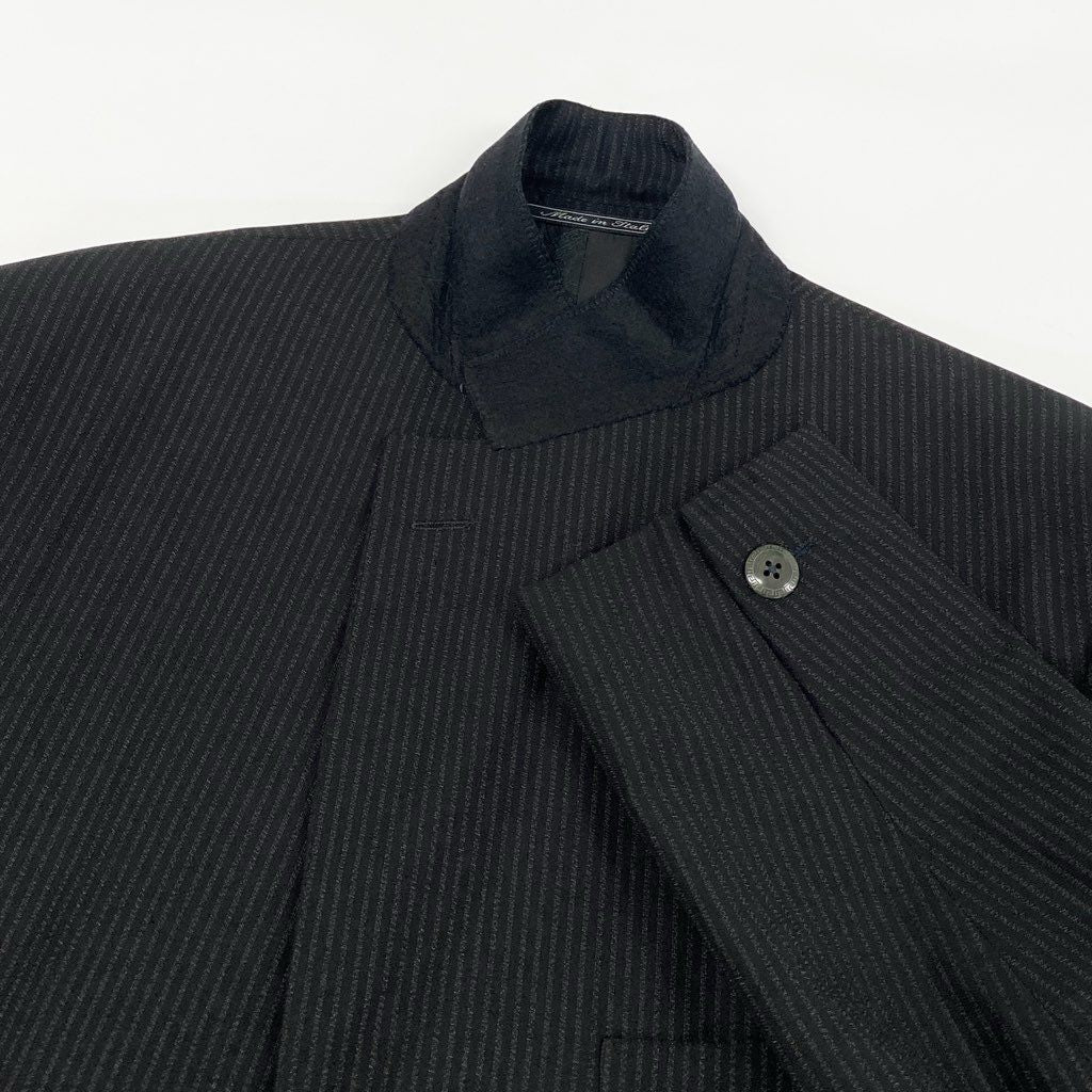 8f8 GIANNI VERSACE ジャンニ ヴェルサーチ セットアップスーツ テーラードジャケット パンツ ボトムス 裏地メデューサ ストライプ 背抜き ブラック