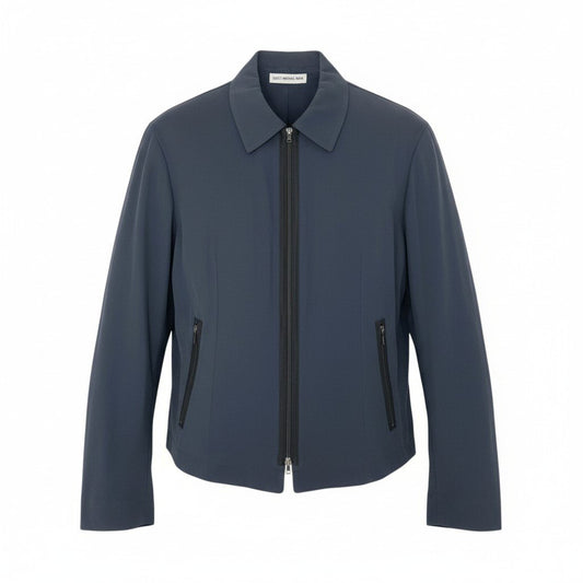 79k21 ISSEY MIYAKE MEN イッセイミヤケ ギャバジン フルジップ ジャケット 伸縮ストレッチ メンズ 紳士服 ネイビーu02t