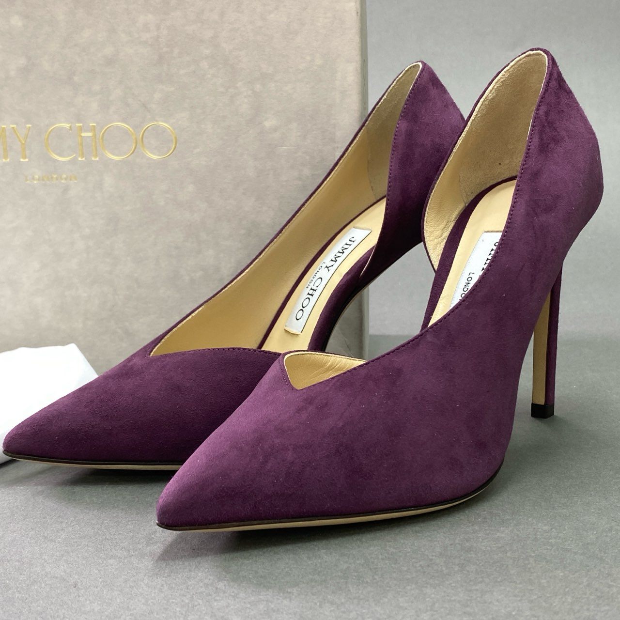 3k9 《美品》 JIMMY CHOO ジミーチュウ SOPHIA 100 ソフィア スエードパンプス 35 1/2 パープル スウェード シューズ イタリア製 箱有