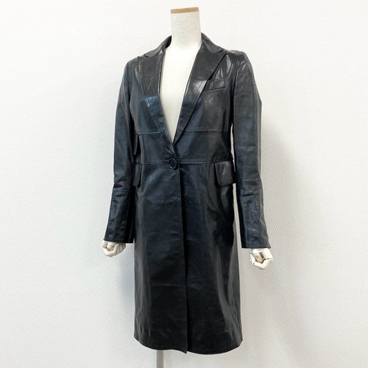 3f2 イタリア製 CoSTUME NATIONAL コスチュームナショナル レザーコート ロングコート アウター サイズ40 ブラック 牛革 レディース 女性用