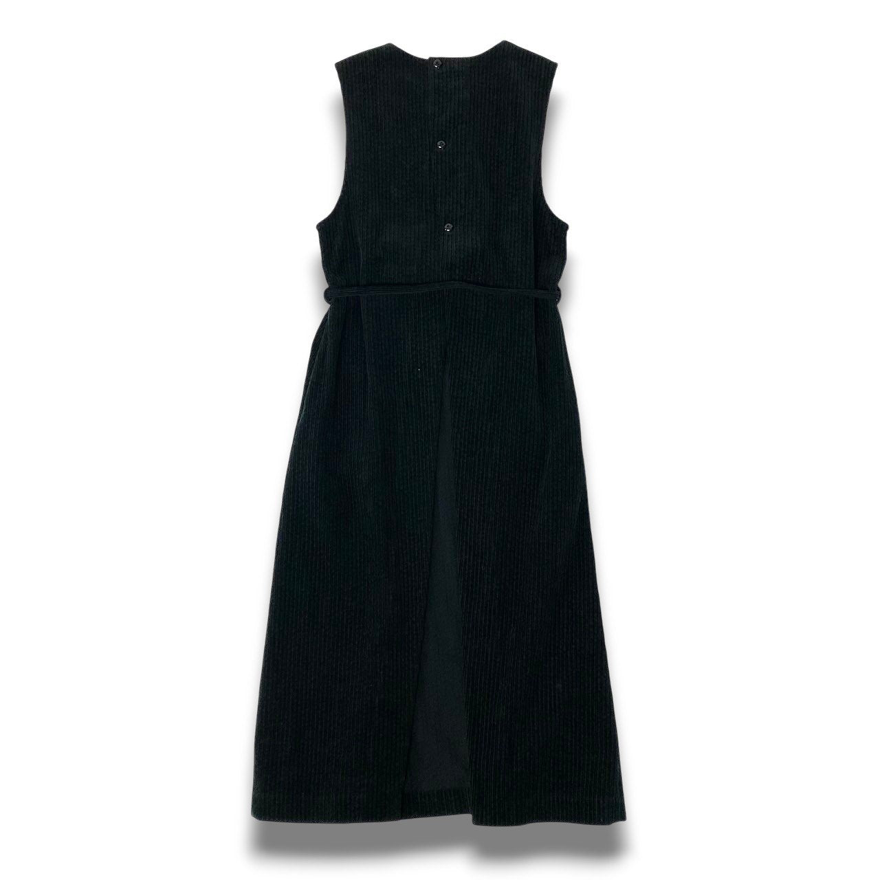 53c10 SUSURI ススリ コーデュロイ ムールロングベスト サイズ1 ブラック レディース ワンピースk02i