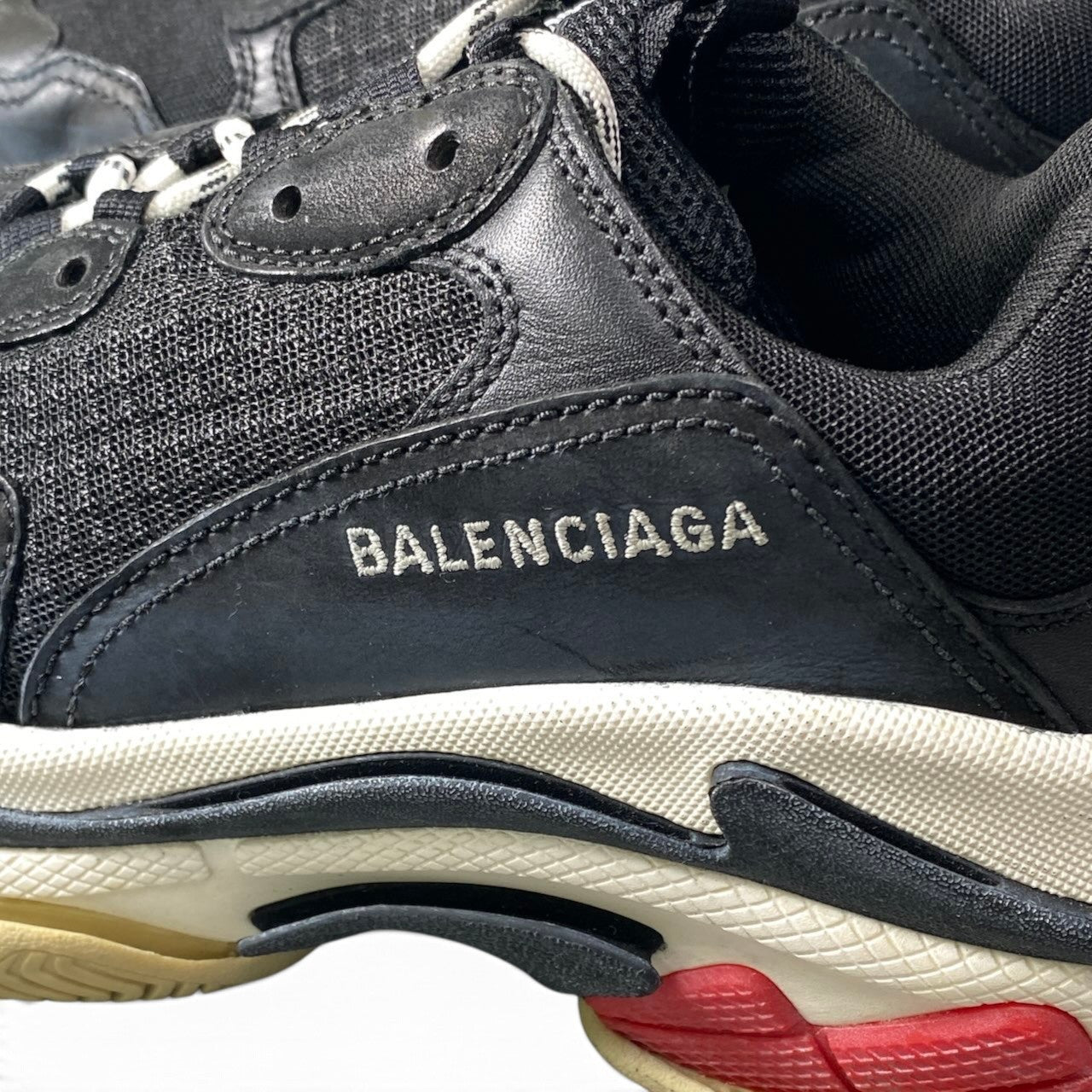1h20 BALENCIAGA バレンシアガ Triple S スニーカー パネルデザイン 26.5cm ブラック メンズ 男性用t18r