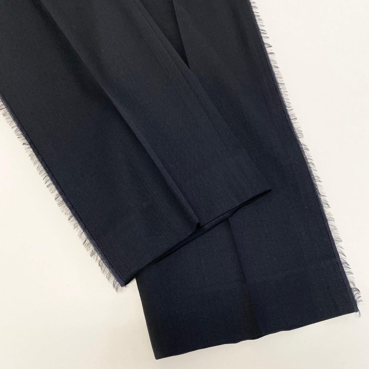 38g13 YVES SAINT LAURENT イヴサンローラン リヴゴーシュ スラックス ストレートパンツ サイドフリンジ ブラック レディース 女性用o07t