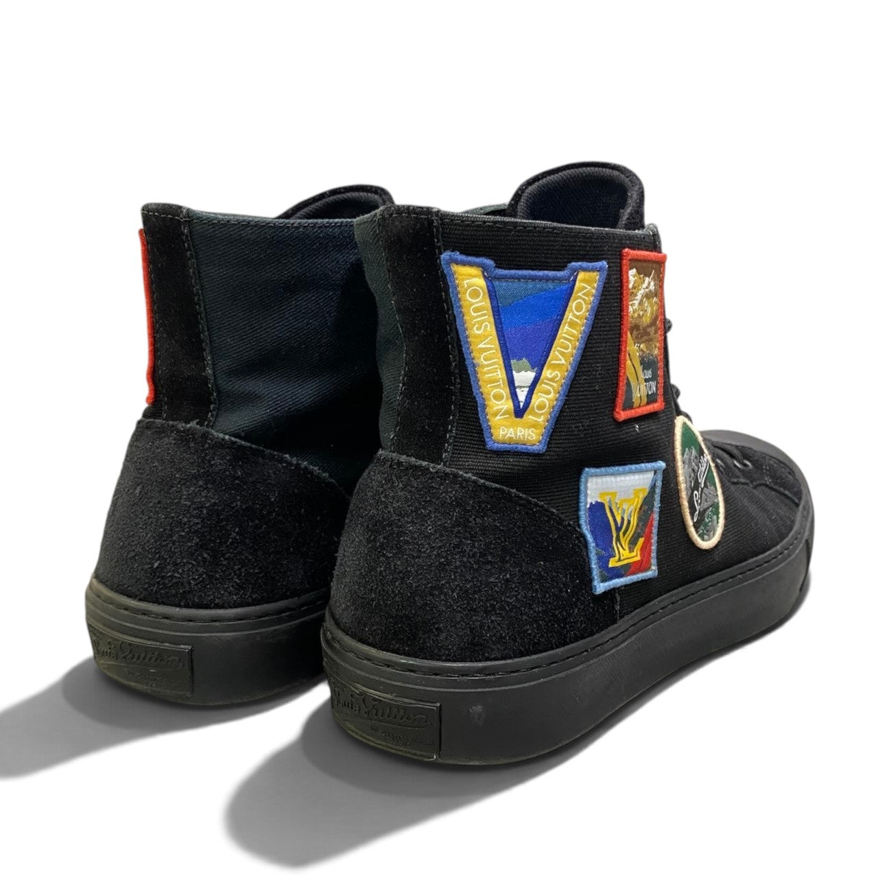 i2 【美品】 LOUIS VUITTON ルイヴィトン タトゥーライン アルプスワッペン ハイカットスニーカー サイズ7 ブラック メンズk02i
