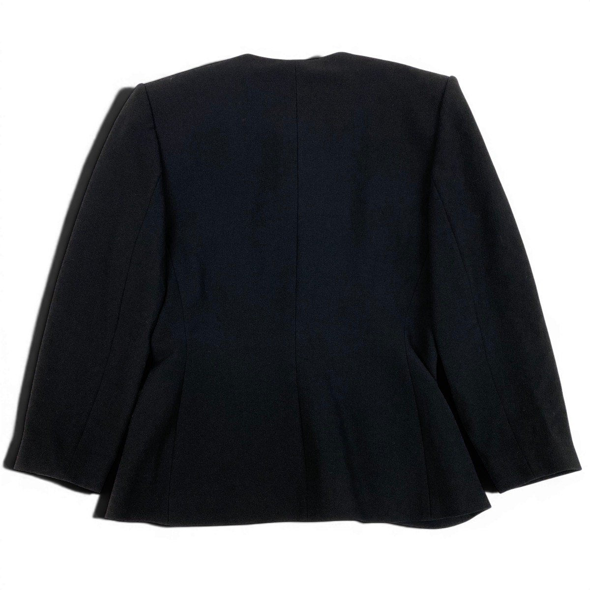 19f4 YVES SAINT LAURENT イヴサンローラン ノーカラージャケット フォーマル サイズ36 ブラック ウール100％ レディース 女性服o07t