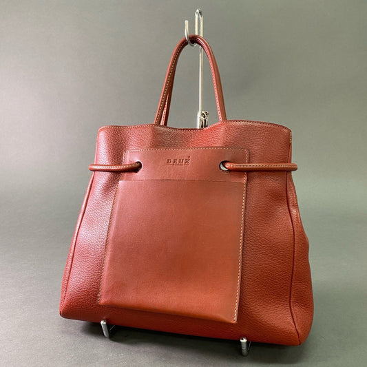 Aj28 DEUX de Delvaux デルヴォー レザーハンドバッグ レッド leather トートバッグ 本革 カバン 鞄 Hand Bag