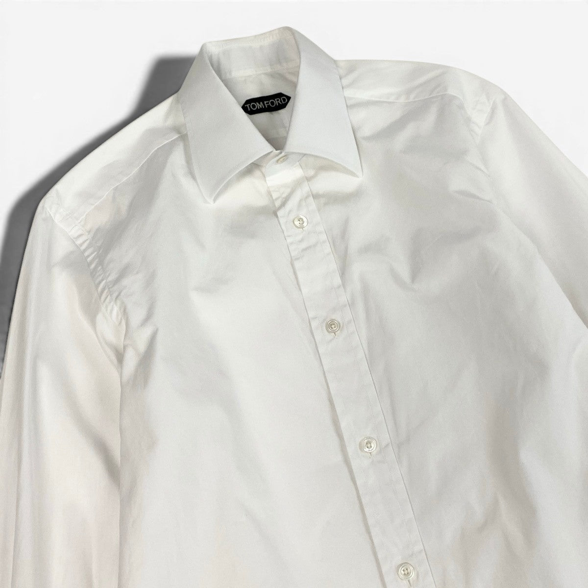 9f5① TOM FORD トムフォード 長袖シャツ コットンシャツ 39-15 1/2 ホワイト 無地 コットン100％ メンズ 紳士服u02t