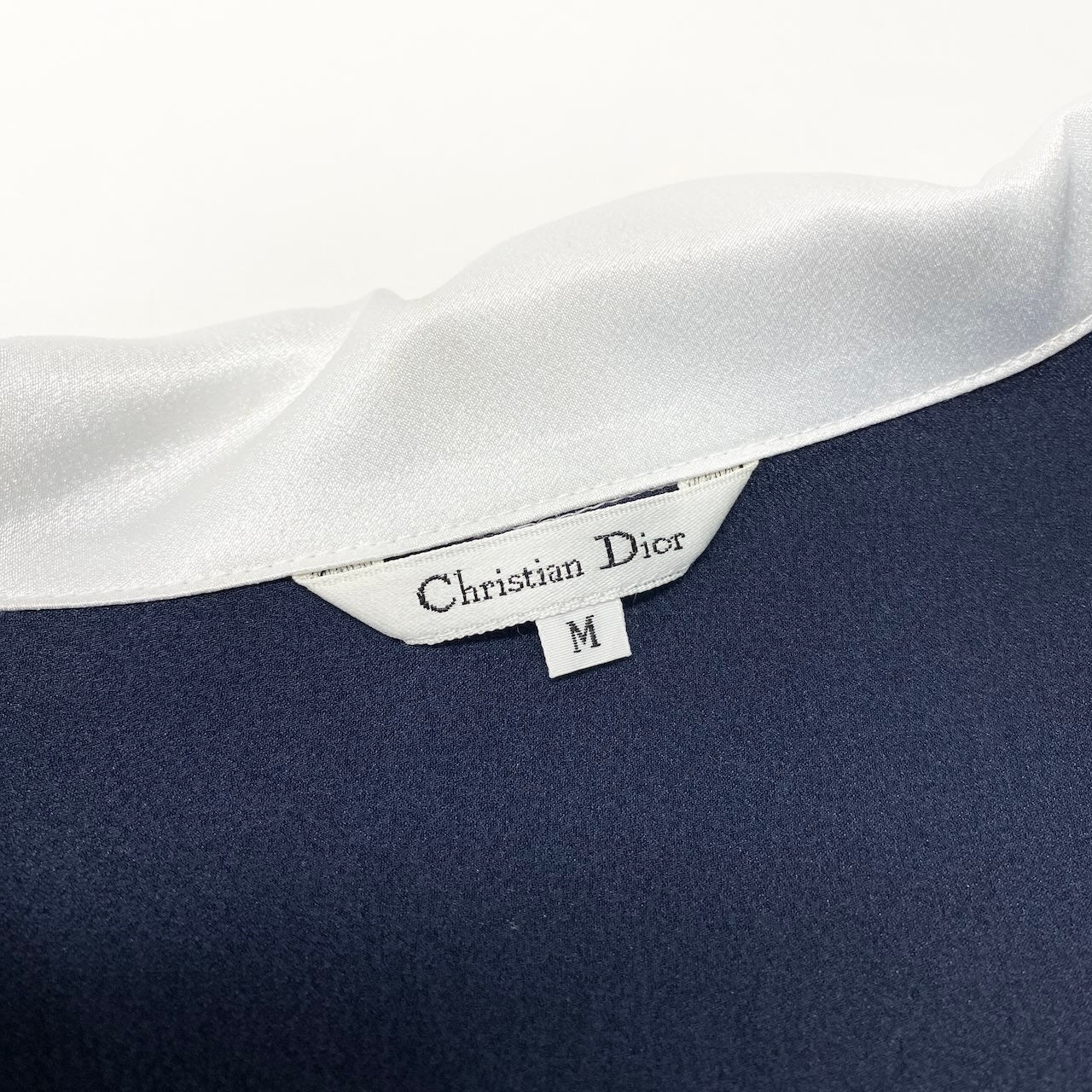 Ie10 Christian Dior ヴィンテージ クリスチャンディオール ロゴ刺繍 ロングシャツワンピース サイズM ネイビー レディース トップスk02i