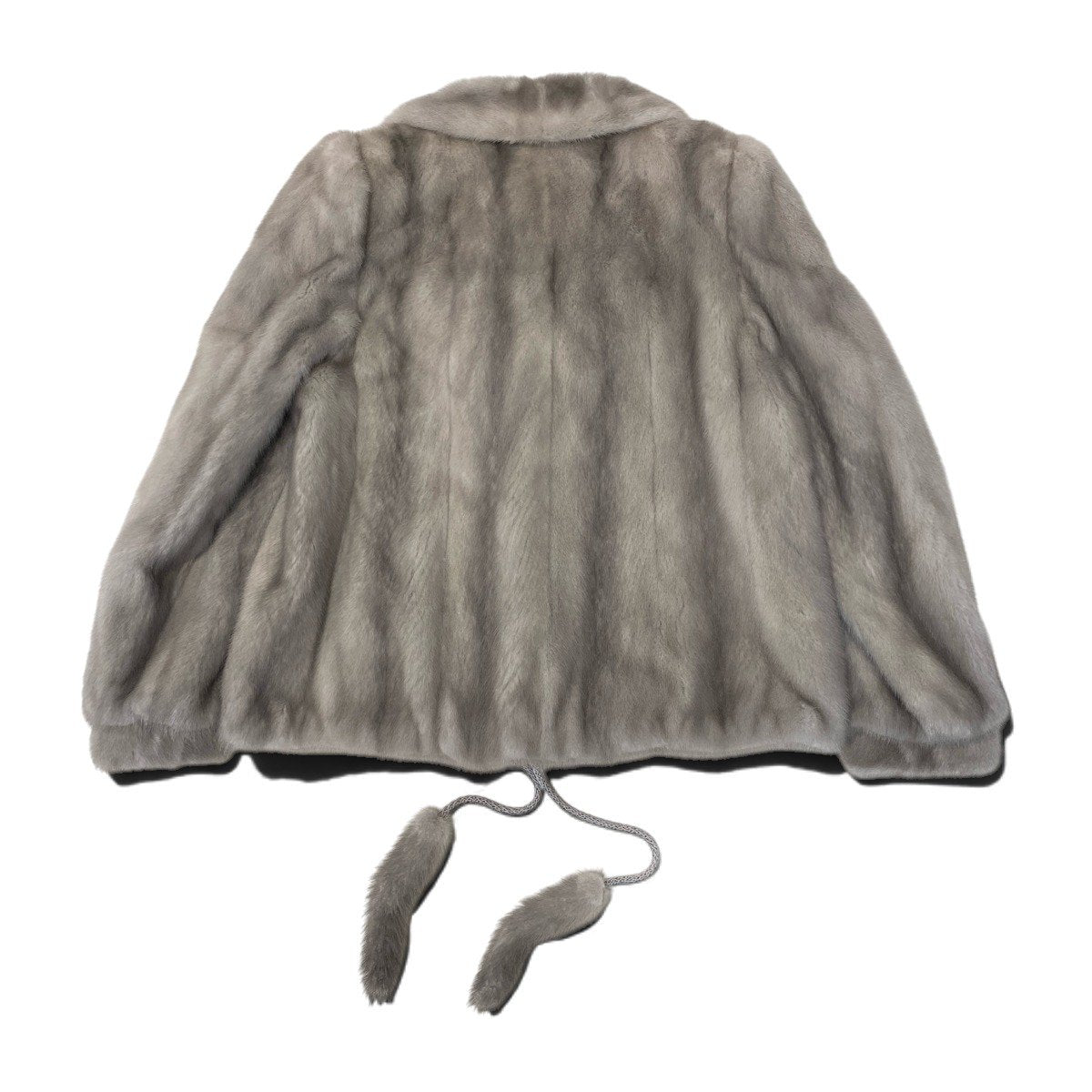 14i20 サファイアミンク ファーコート L シルバーグレー 本毛皮 Sapphire Mink Fur Coat リアルファー ドローコード付t18r