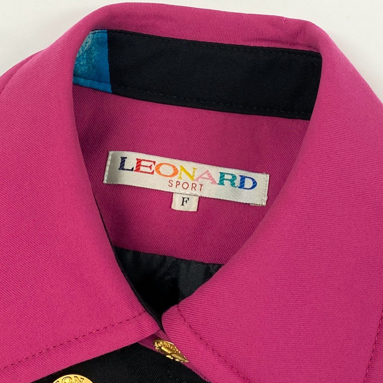 58i11 【美品】 LEONARD レオナール 中綿コート セミロングコート コスメ柄 総柄コート 金ボタン レディース 女性用 F ブラック マルチカラーu02t