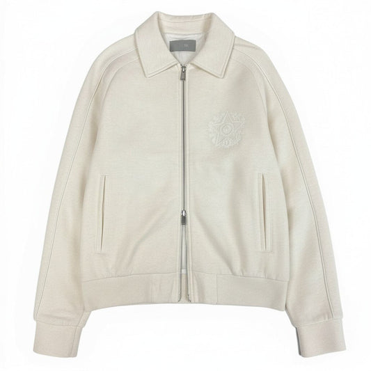 20a14 【タグ付】 Dior ディオール ダブルジップ コットンジャケット ブルゾン 胸元刺繍  メンズ 紳士服 243J432A0802 M オフホワイト系o07t