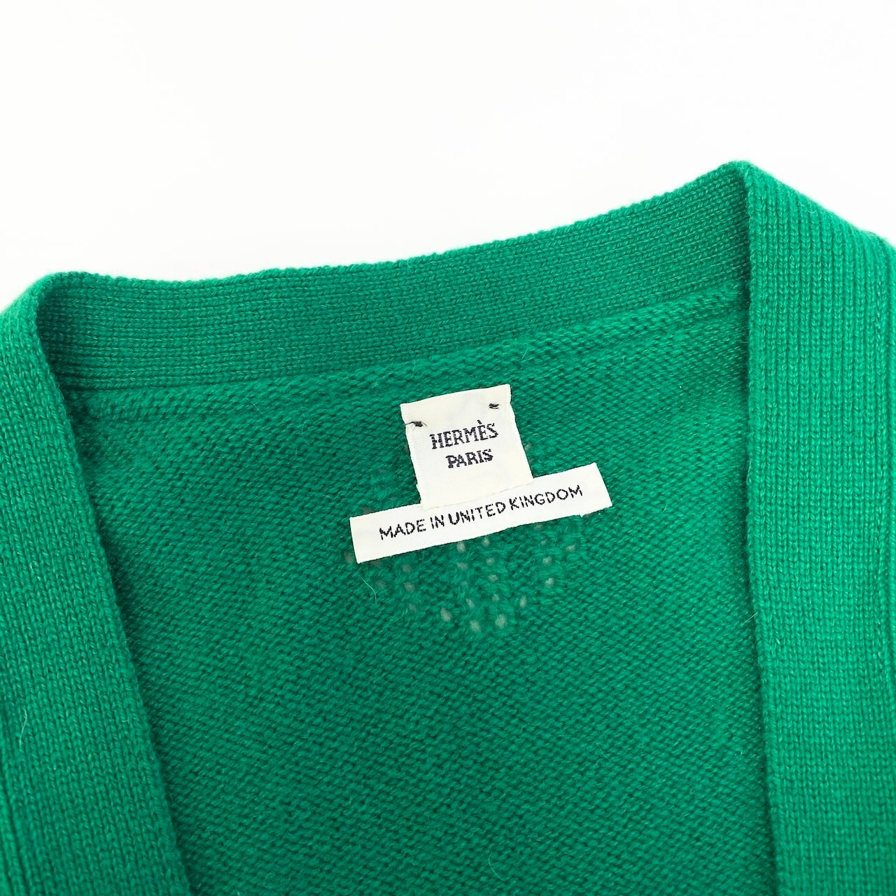 Ed15 HERMES エルメス Hロゴ カシミヤ100％ ロングカーディガン H Logo Cashmere Long Cardigan Green サイズ40 グリーンt18r