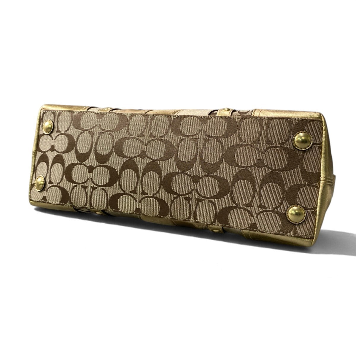 j4 COACH コーチ パッチワーク シグネチャー ハンドバッグ Patchwork Signature Handbag ゴールドt18r