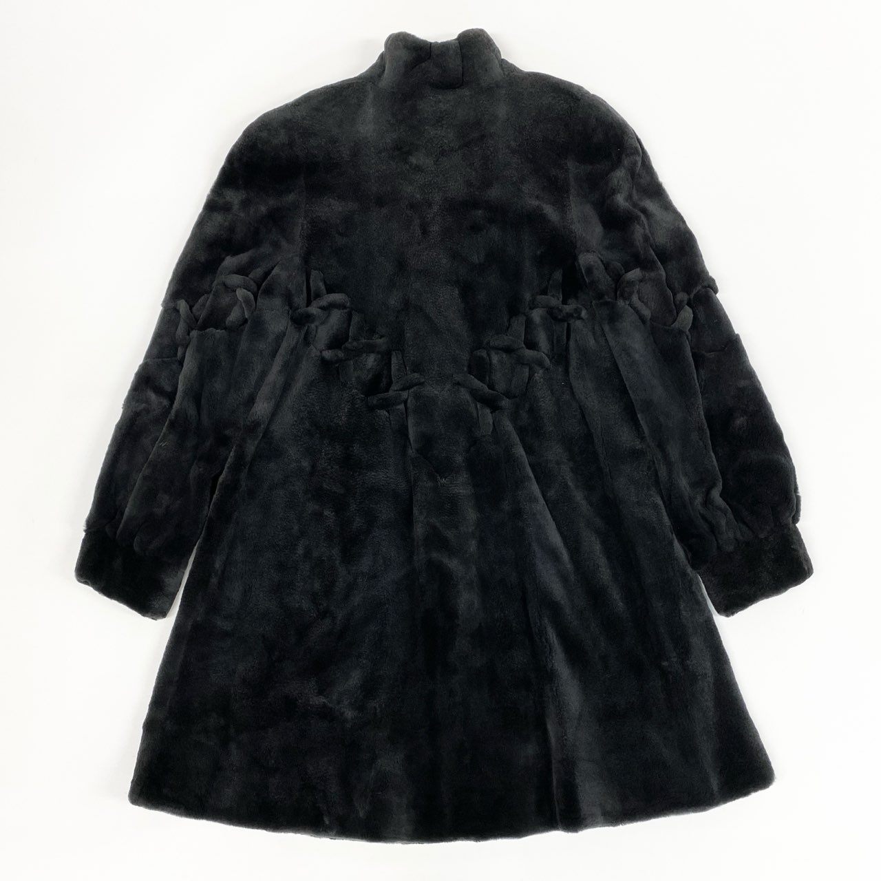 53k10 VALENTINO ヴァレンティノ SAGA MINK サガミンク 銀サガ シェアードミンク ロングコート F ブラック 最高級本毛皮 クロスロープデザインt18r