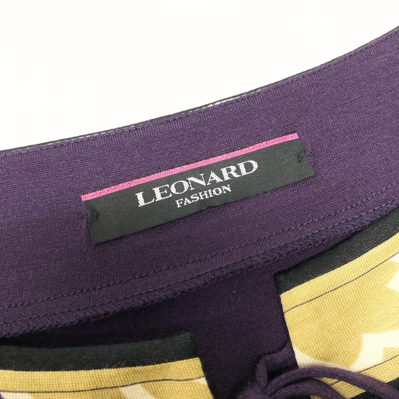 76a28 LEONARD FASHION レオナール オーバーサイズ ワンピース 半袖 カットソーワンピース 身幅ゆったり〇  レディース 女性用 Lサイズ パープル ウール シルクu02t