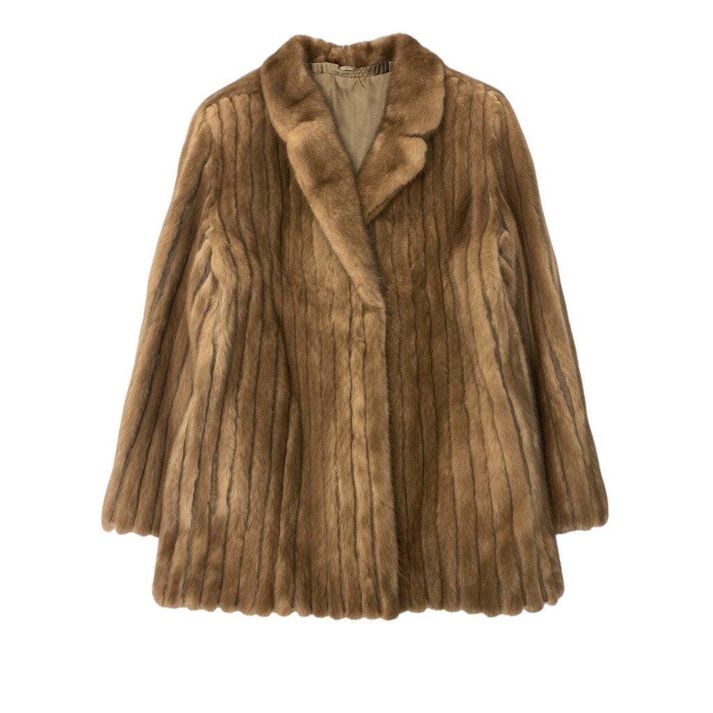 38c4 パステルミンク ファーコート サイズ9 ブラウン 本毛皮 Pastel Mink Fur Coat 毛質◎t18r