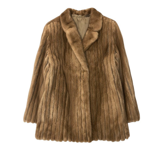 38c4 パステルミンク ファーコート サイズ9 ブラウン 本毛皮 Pastel Mink Fur Coat 毛質◎t18r